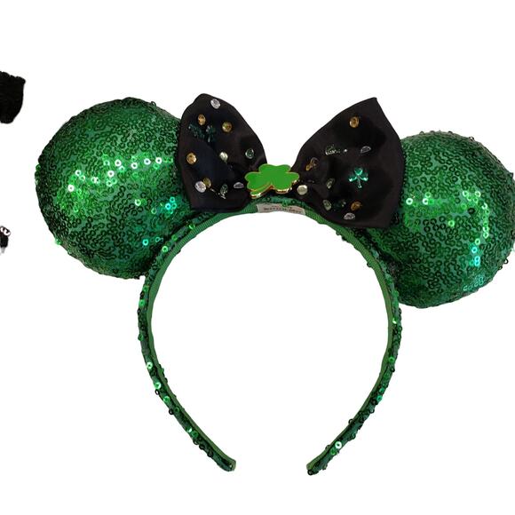 Disney Minnie Mouse Ears St Patrick's Day Minnie Mouse Ears Sequence Ears - Picture 2 of 13
